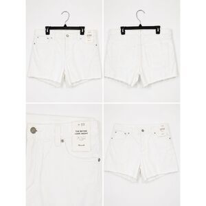 Madewell The Brynn Long Shorts NWT White High Rise Slim Denim Shorts Size 33